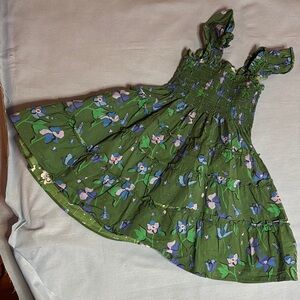 Hill House Green Smocked Nap Tiered Sundress with Square Neck